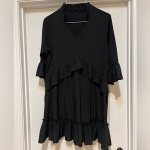 MITILLY Women’s V-neck Ruffle Loose Dress with pockets.